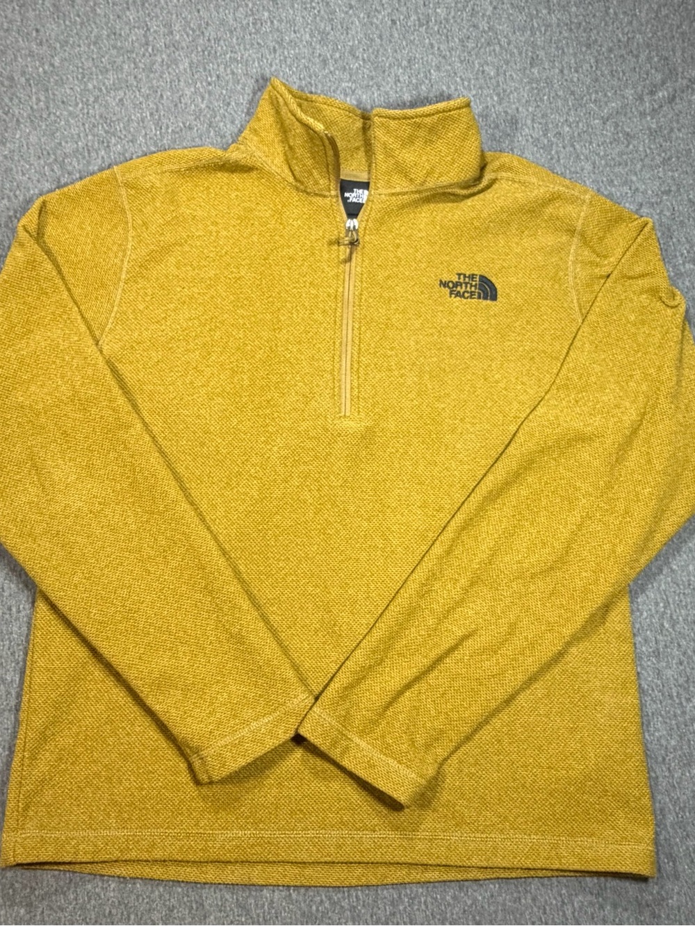 The North Face Men's Mustard Yellow Half-Zip Sweater Long Sleeve Large Textured
